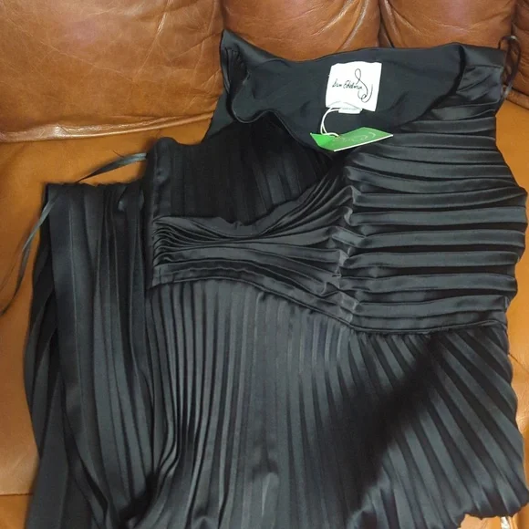 Sam Edelman Pleated Asymmetric Hem Satin Dress - Picture 6 of 12
